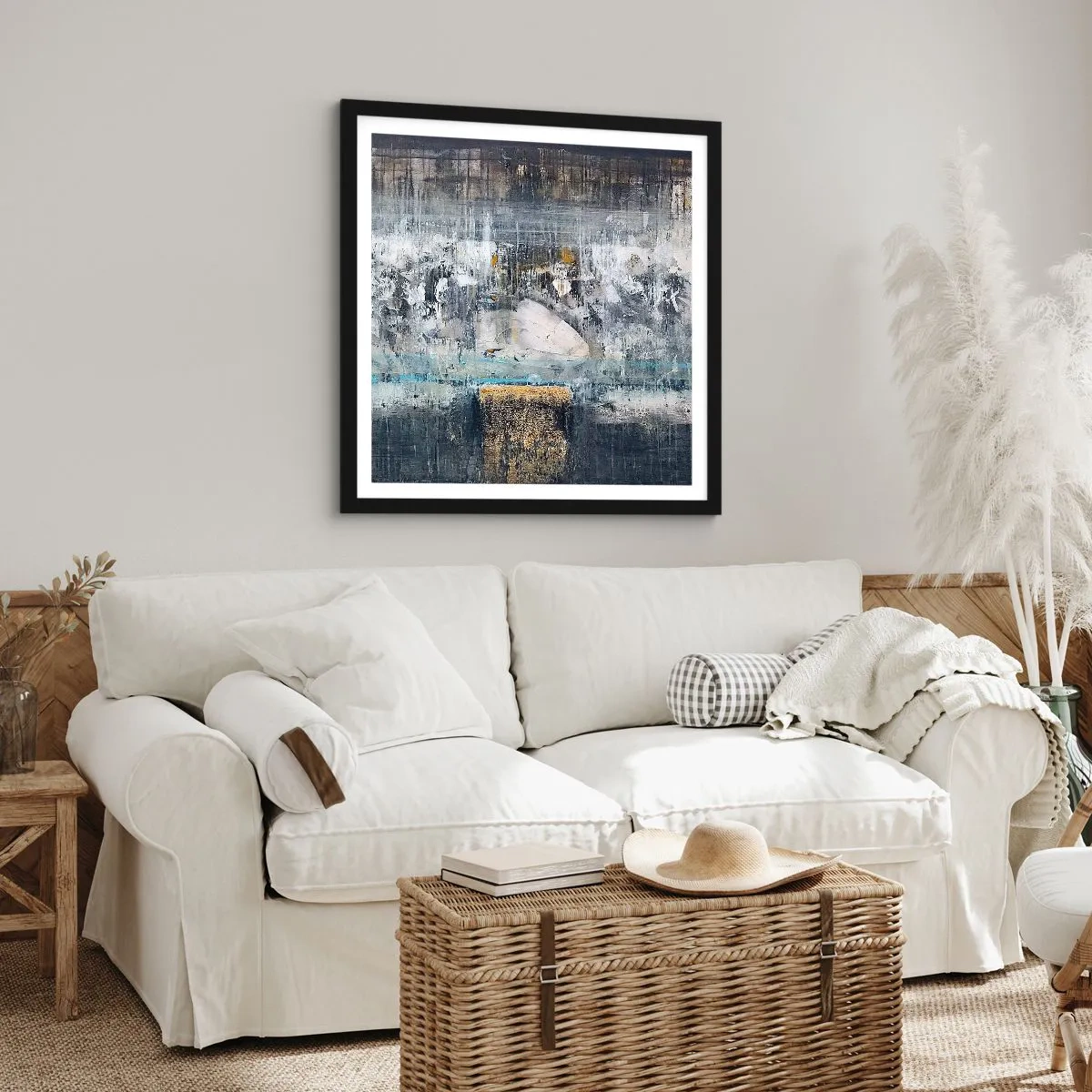 Plakat i sort ramme - Som på is, som på fortovet - 40x40 cm