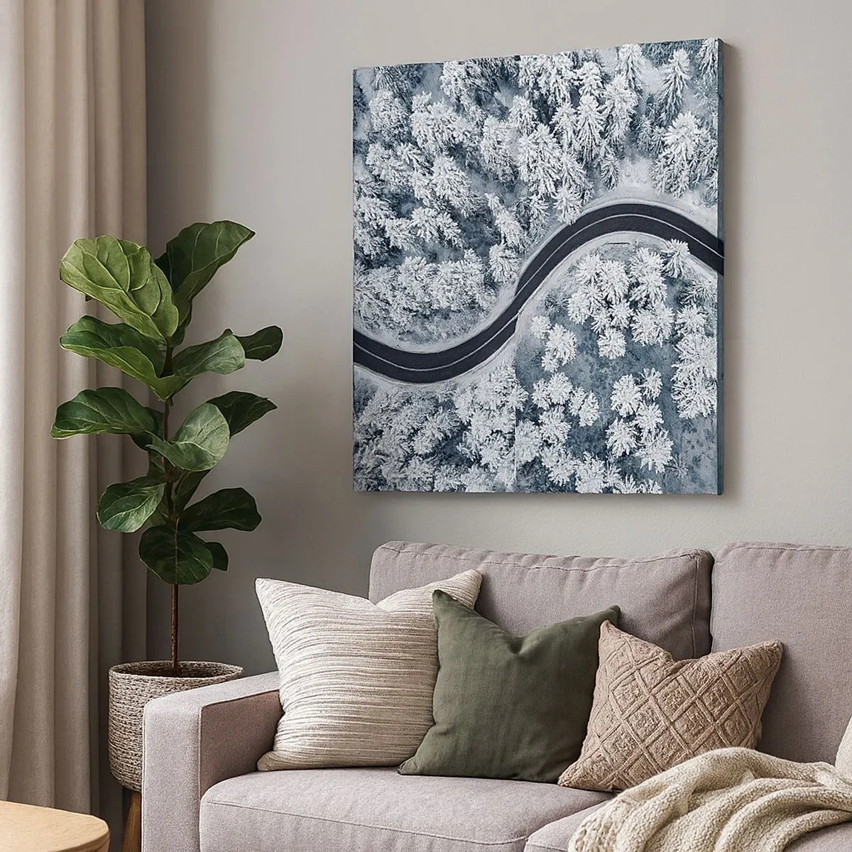 Lærredstryk - Billede på lærred - Gennem en vinterskov - 30x30 cm