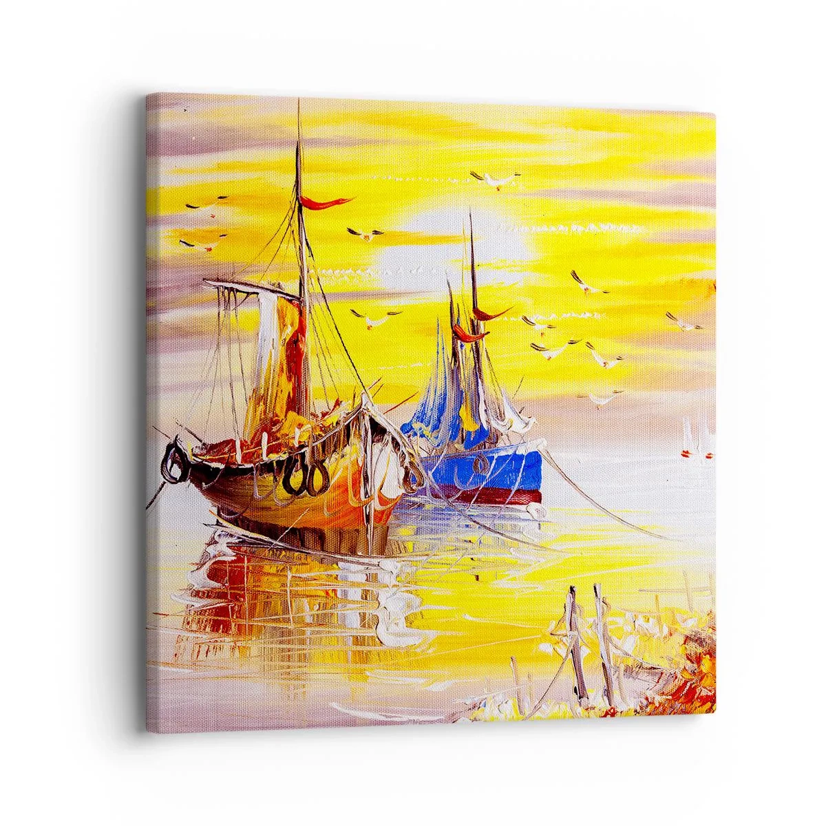 Lærredstryk - Billede på lærred - Et velfortjent hvil i havnen - 30x30 cm