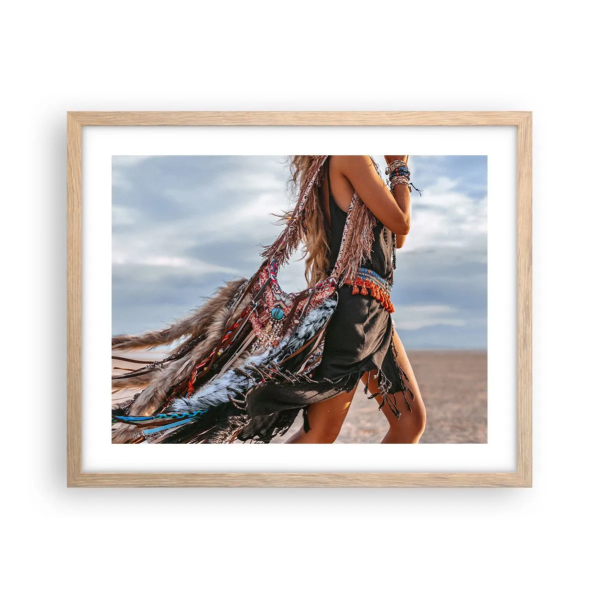 Plakat i ramme af lyst egetræ - Shamanens pige - 50x40 cm