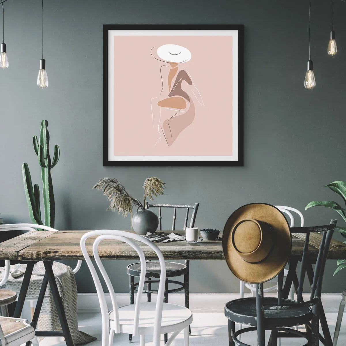 Plakat i sort ramme - En dame, der skal være - 30x30 cm