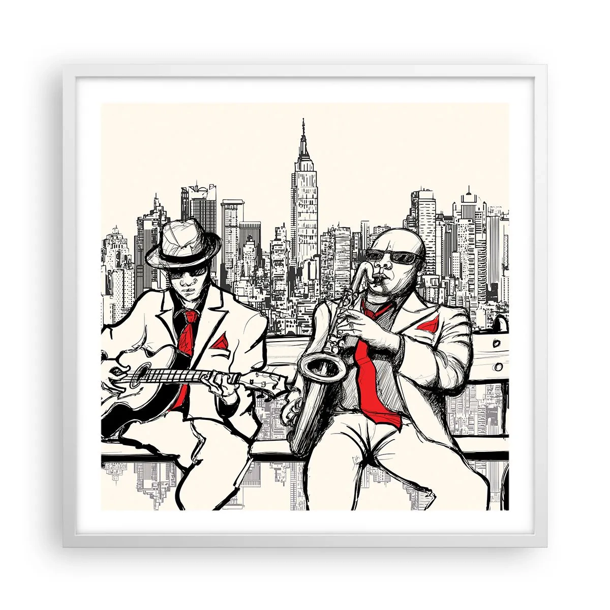Plakat i hvid ramme - New York improvisation - 60x60 cm