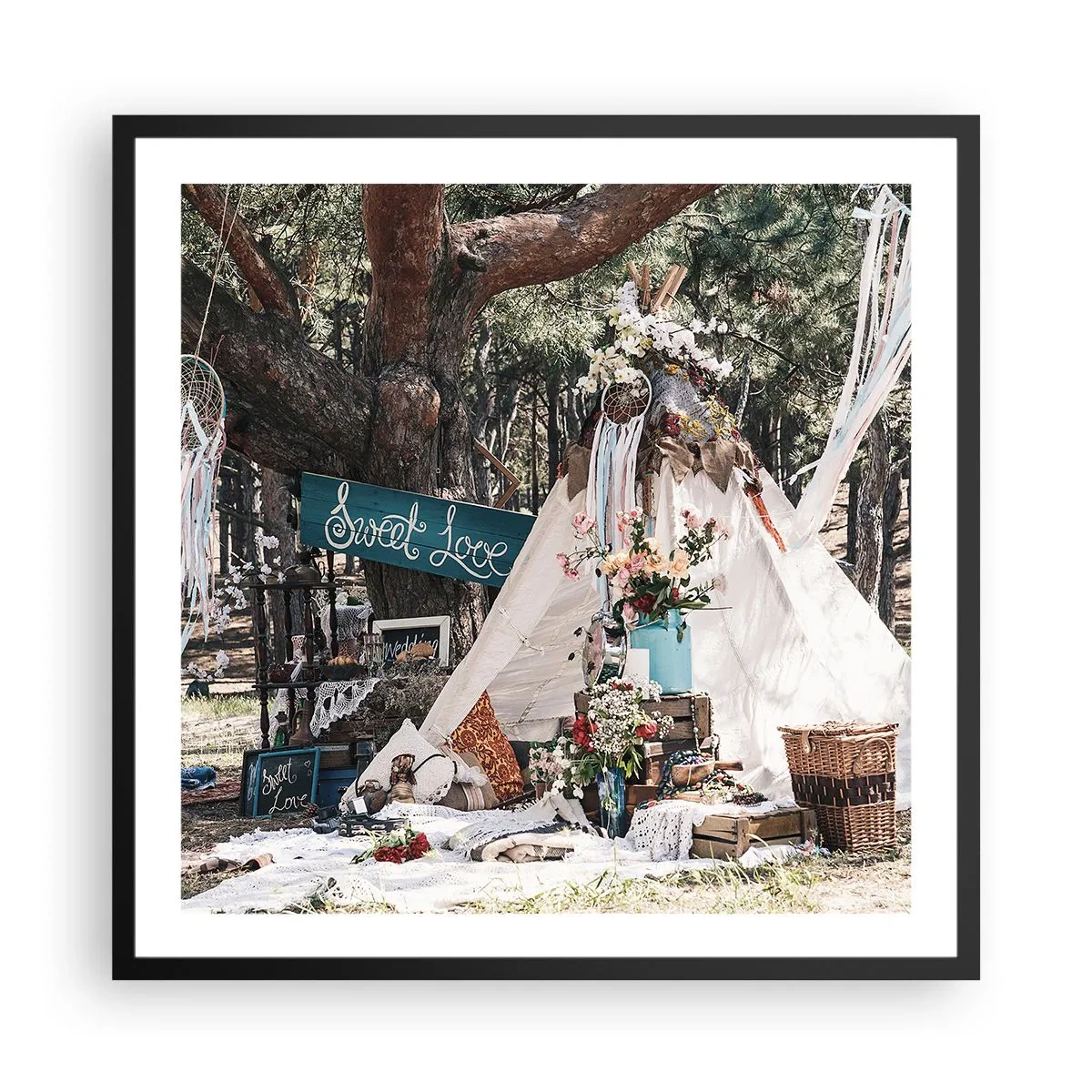 Plakat i sort ramme - Make love… - 60x60 cm
