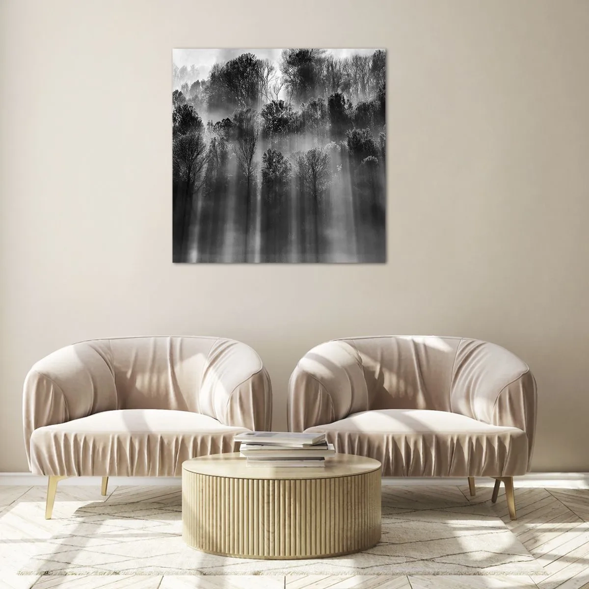 Billede på glas - I stråler af lys - 60x60 cm