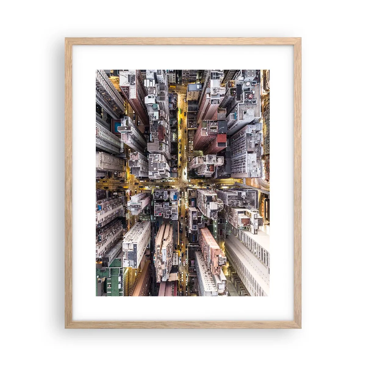 Plakat i ramme af lyst egetræ - Hilsner fra Hong Kong - 40x50 cm