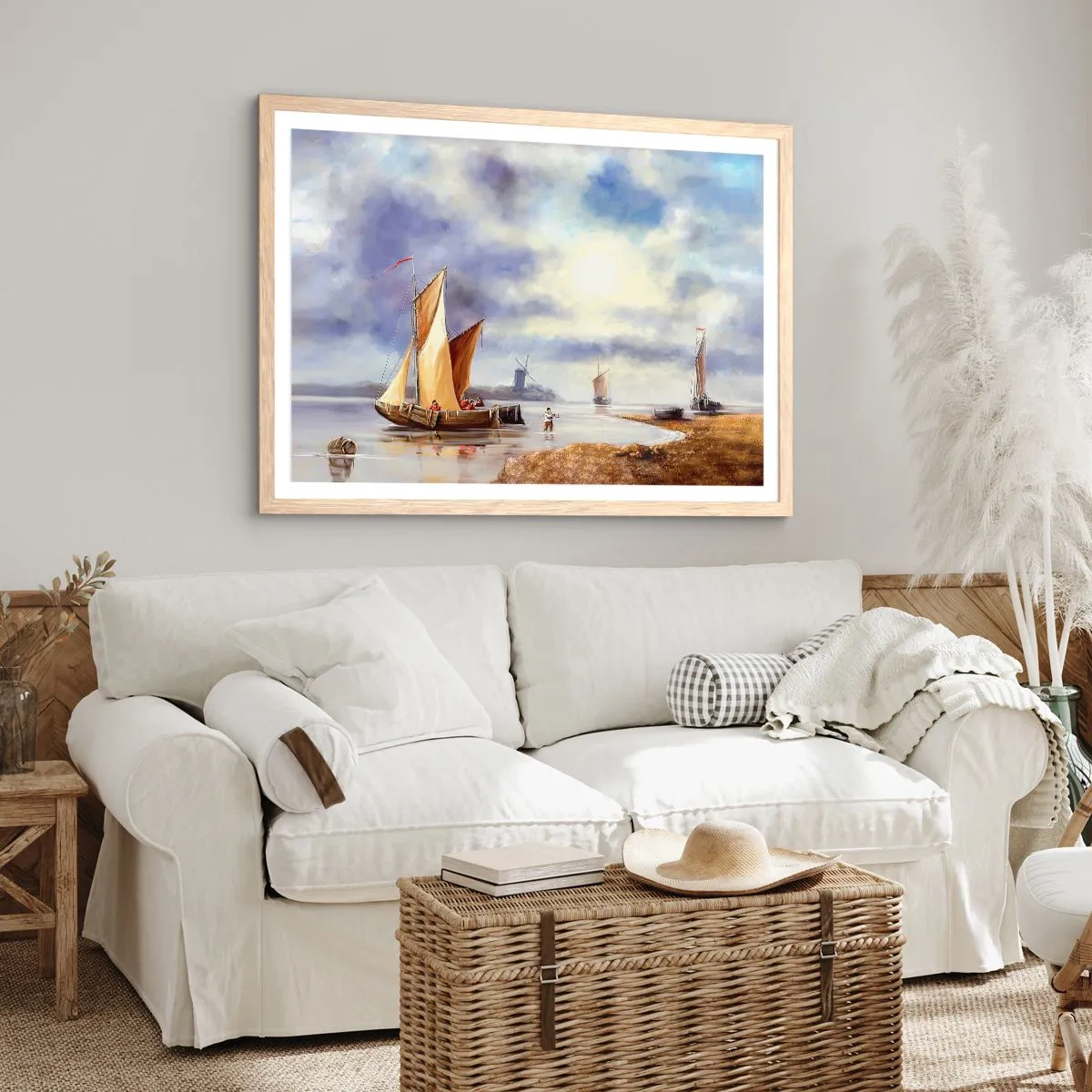 Plakat i ramme af lyst egetræ - Sømændenes tilbagevenden - 70x50 cm