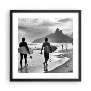 Plakat i sort ramme - Samba til én bølge - 40x40 cm
