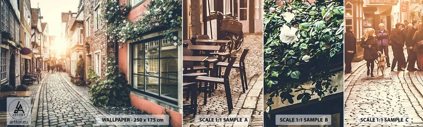 Prøve Fototapet Selvklæbende Deluxe Sticker - En rosengyde i et lyserødt skær - By, Holland, Arkitektur - 100x30 cm