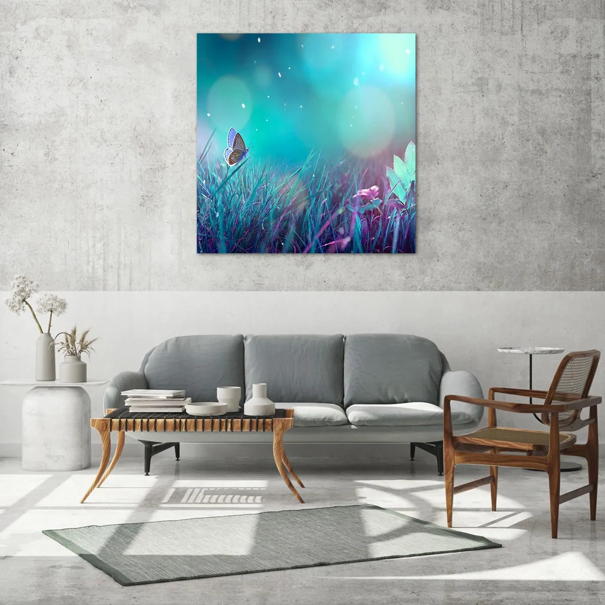 Billede på glas - En engs hemmelige liv - 40x40 cm