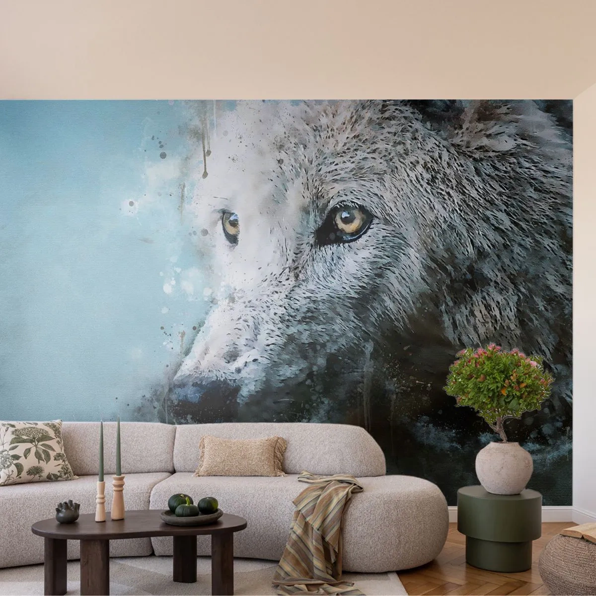 Fototapet Premium Canvas - Mød ulvesjælen - Dyr, Ulv, Predator - 250x175 cm