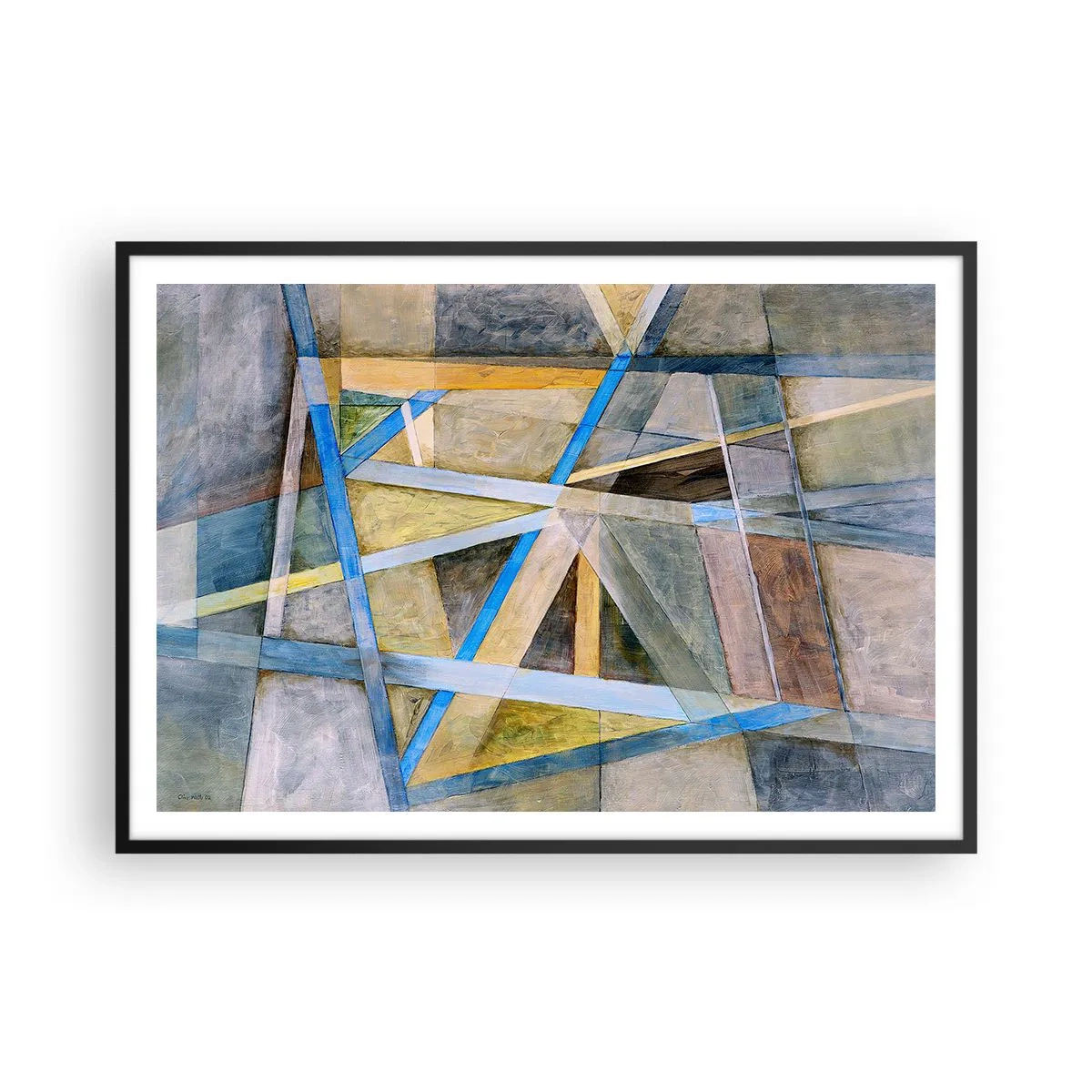 Plakat i sort ramme - Lige eller skråt? - 100x70 cm