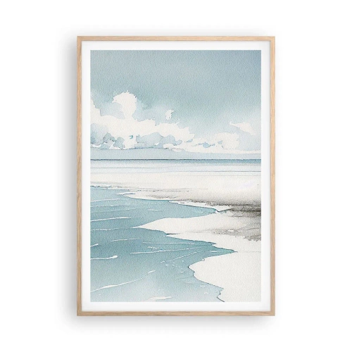 Plakat i ramme af lyst egetræ - Blidt tidevand - 70x100 cm