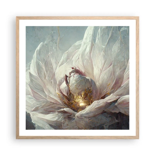 Plakat i ramme af lyst egetræ - Blomstrer en gang om hundrede år - 60x60 cm