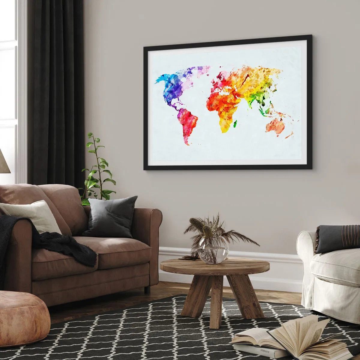 Plakat i sort ramme - Alle verdens farver - 70x50 cm