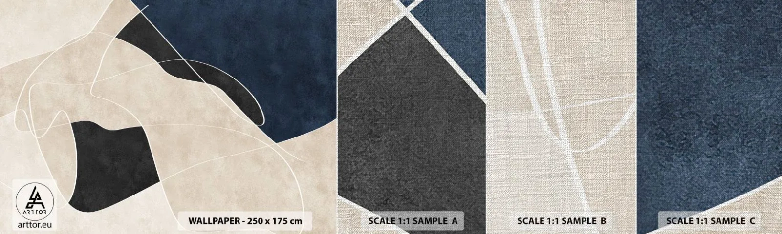 Prøve Fototapet Premium Canvas - Abstrakt komposition - kontrast af farver - Moderne, Abstraktion, Stykke - 100x30 cm