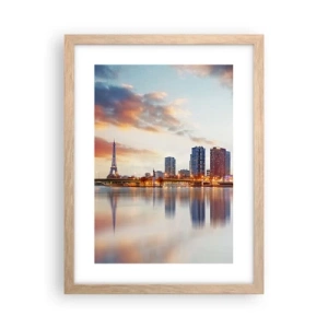 Plakat i ramme af lyst egetræ - Den monumentale ro i Paris - 30x40 cm