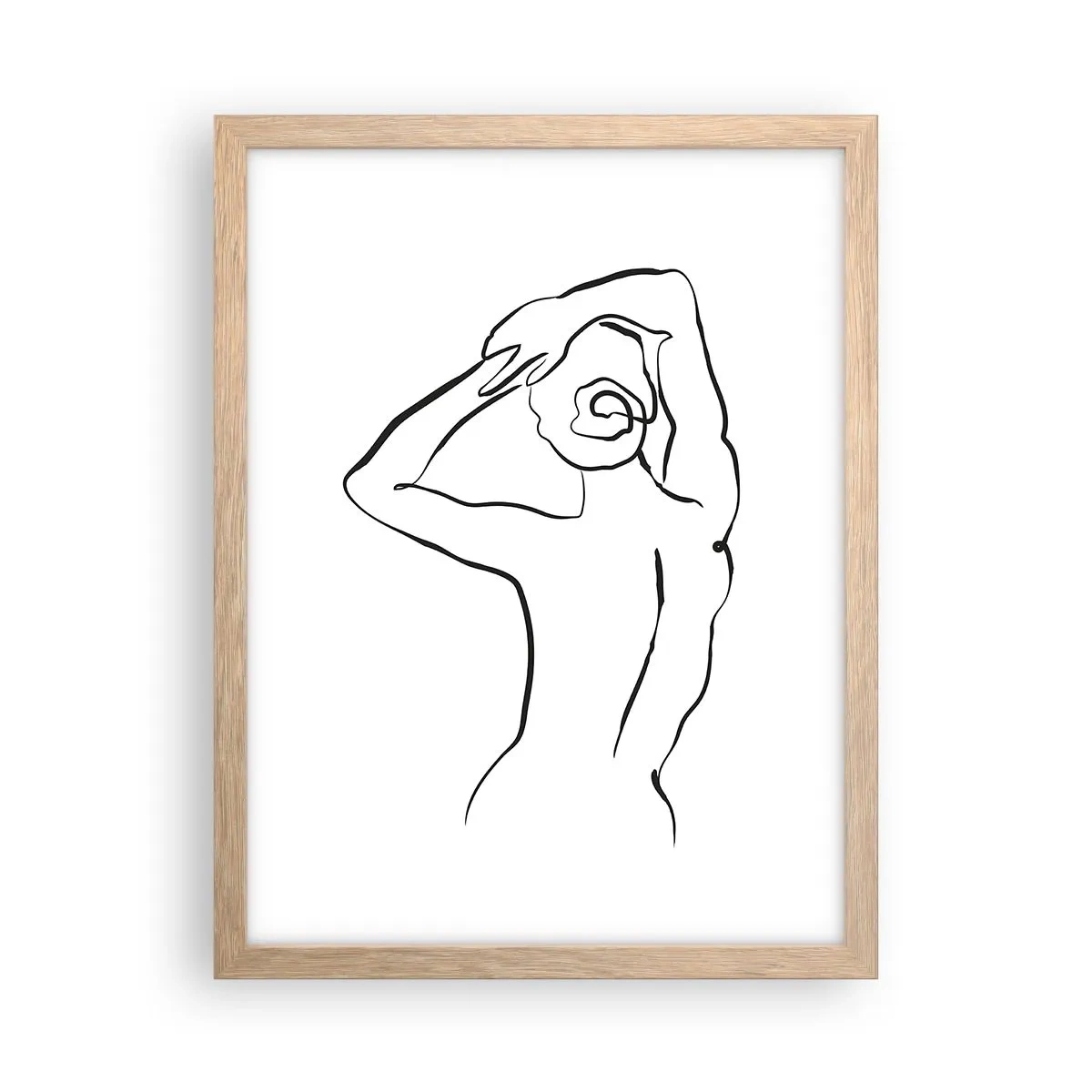 Plakat i ramme af lyst egetræ - Handling om morgenen - 30x40 cm