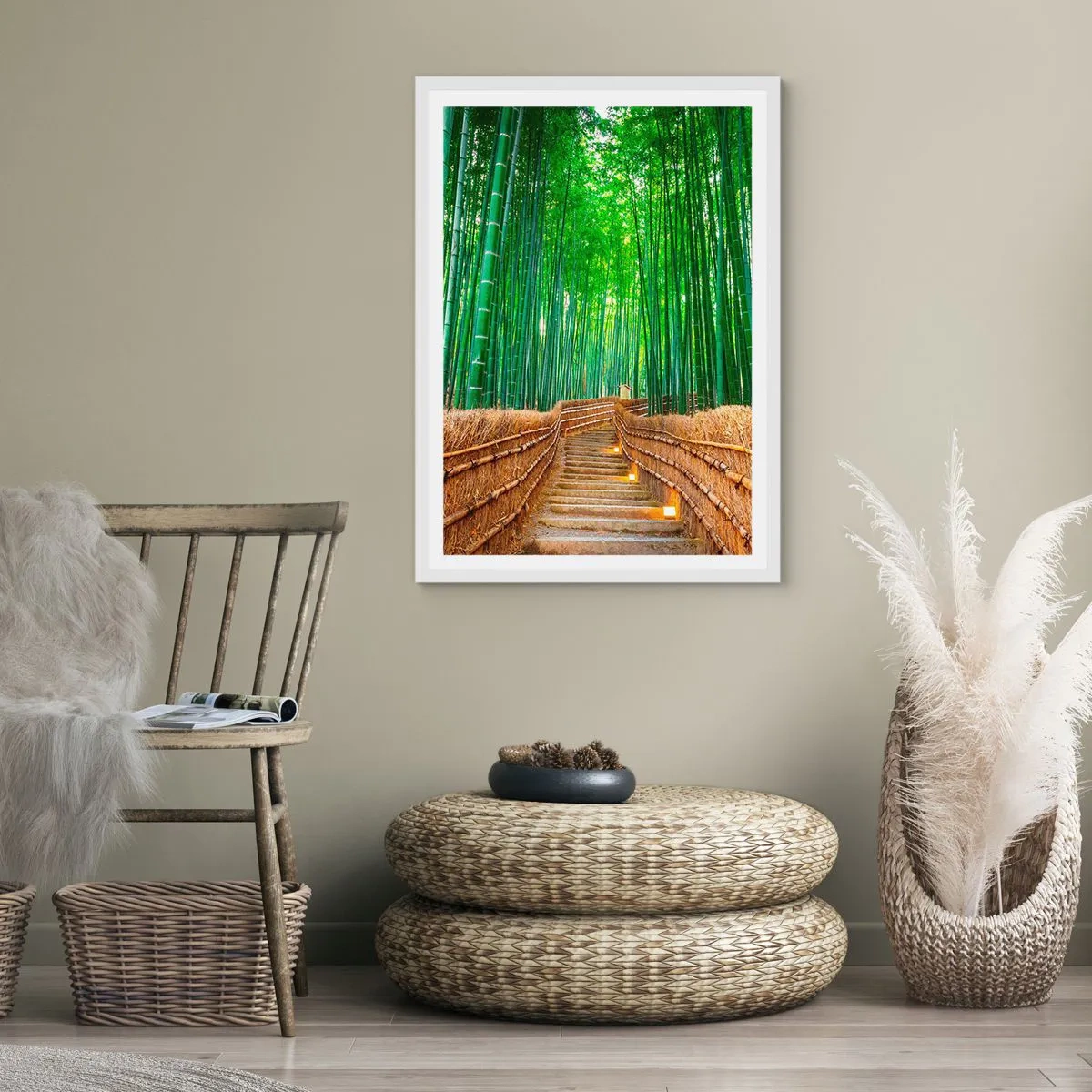 Plakat i hvid ramme - Essensen af den asiatiske natur - 40x50 cm