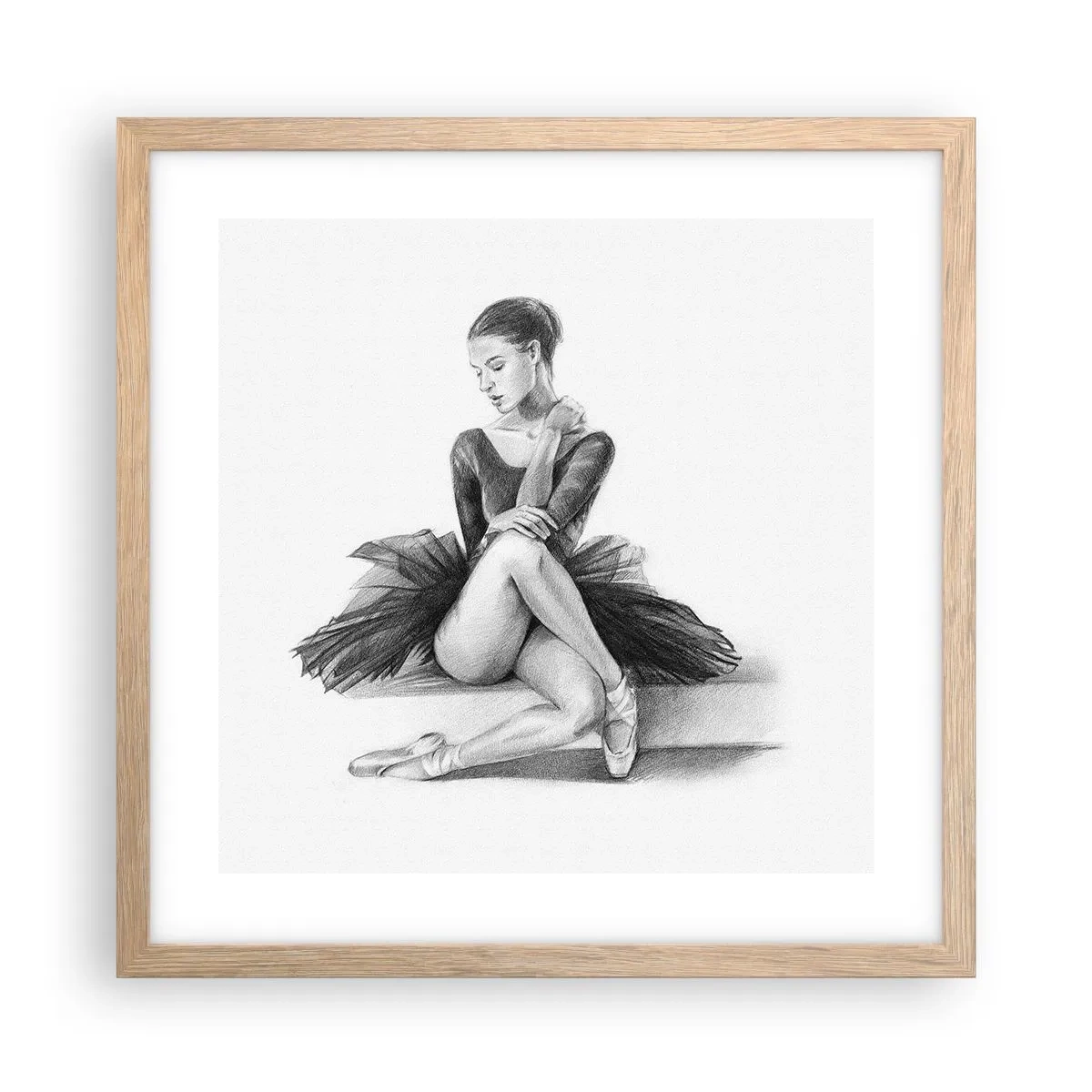 Plakat i ramme af lyst egetræ - Fortryllet af dans - 40x40 cm