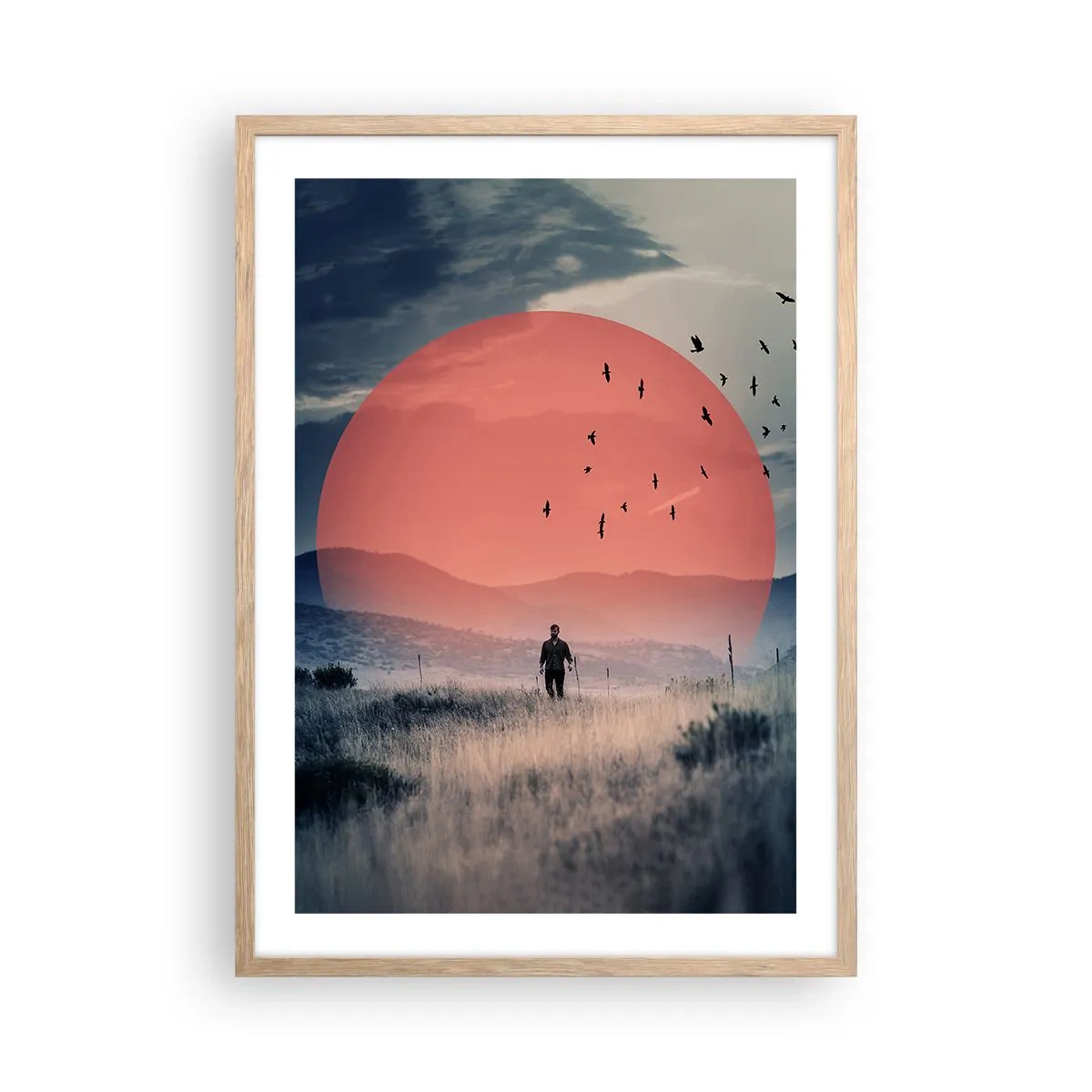 Plakat i ramme af lyst egetræ - I sine elementer - 50x70 cm