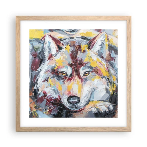 Plakat i ramme af lyst egetræ - Fred blandt kære - 40x40 cm