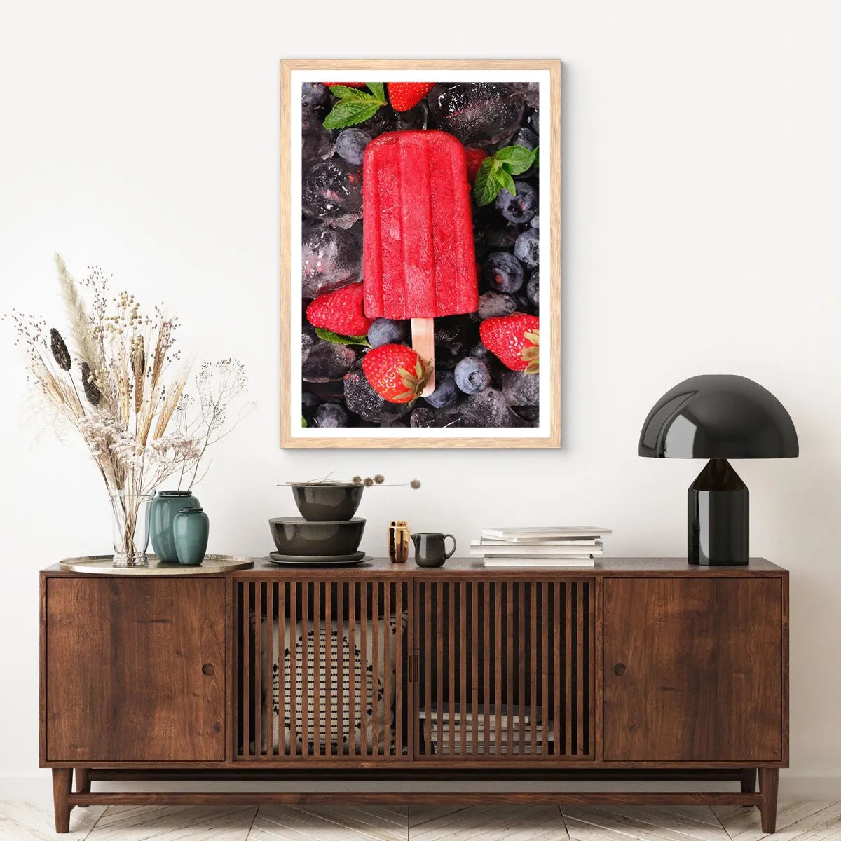Plakat i ramme af lyst egetræ - En smag af varm sommer - 50x70 cm