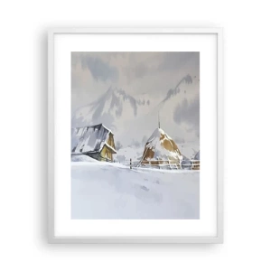 Plakat i hvid ramme - I en sneklædt dal - 40x50 cm