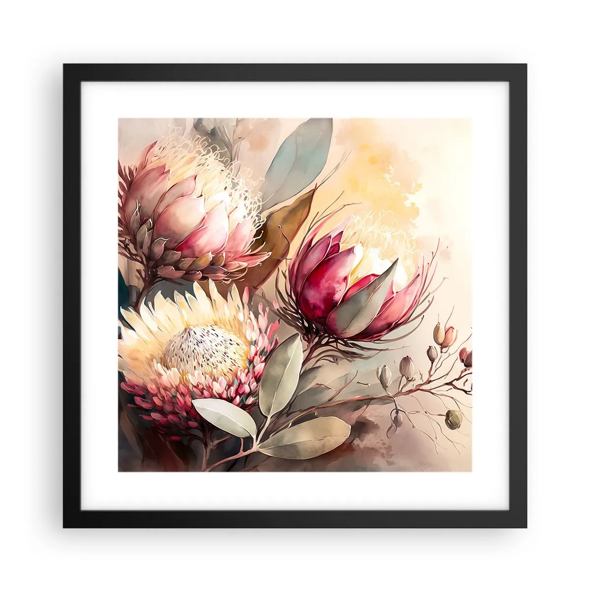 Plakat i sort ramme - I profil og en face - 40x40 cm