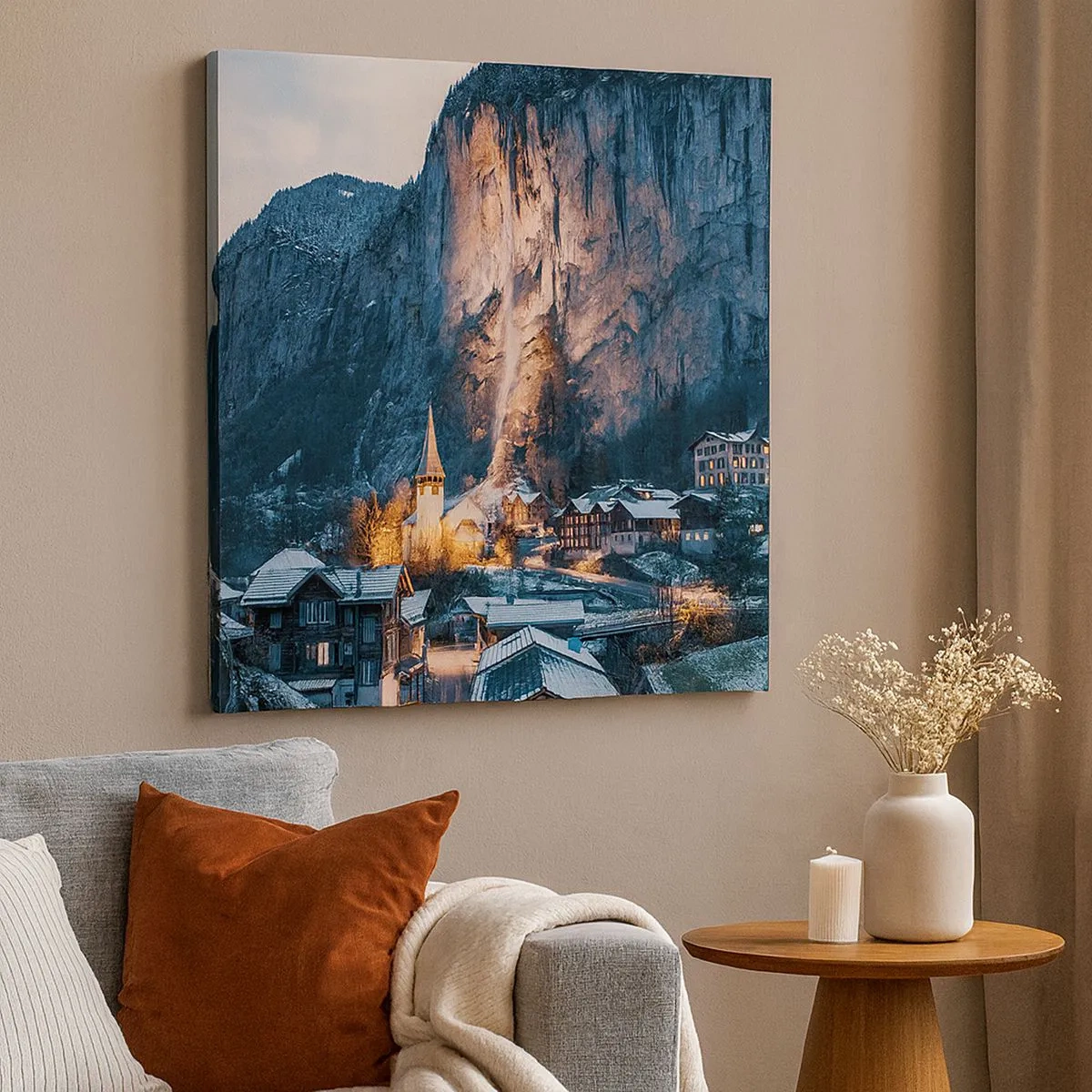 Lærredstryk - Billede på lærred - Vinterens lysende ånd - 30x30 cm