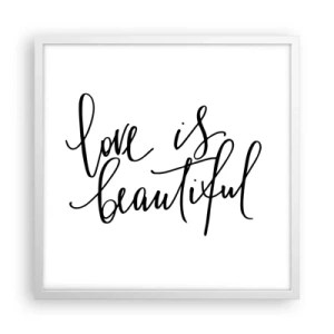 Plakat i hvid ramme - Læs og gentag - 50x50 cm