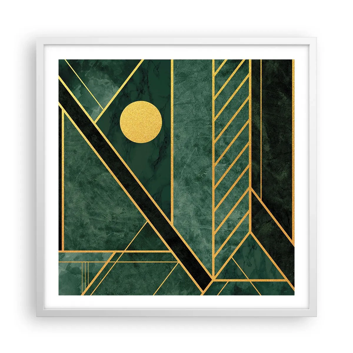 Plakat i hvid ramme - Dynamikken i guld og azurblå - 60x60 cm