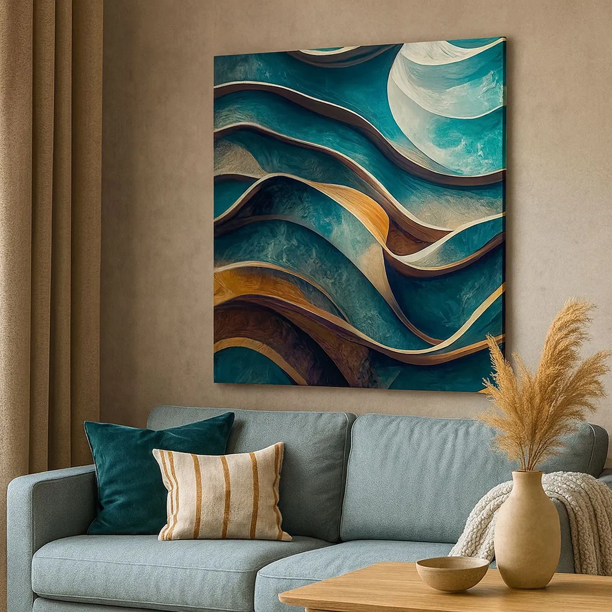 Lærredstryk - Billede på lærred - Slyngninger af blåt - 30x30 cm