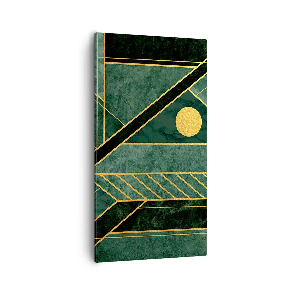 Lærredstryk - Billede på lærred - Dynamikken i guld og azurblå - 55x100 cm