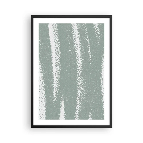 Plakat i sort ramme - En minimalistisk komposition i nuancer af grønt og hvidt - 50x70cm - Abstraktion i vinterstemning - Moderne vægdekoration til stue og soveværelse ARTTOR