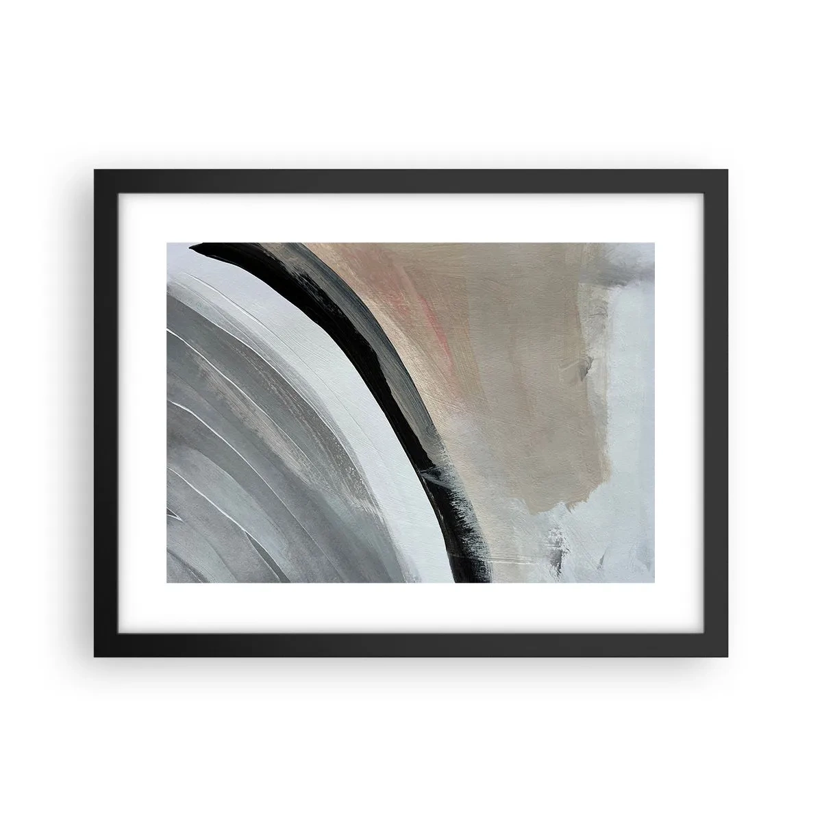 Plakat i sort ramme - Komposition: en bue af sort og gråt - 40x30 cm