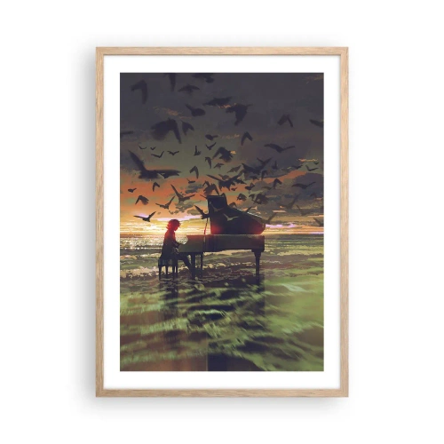 Plakat i ramme af lyst egetræ - Koncert for klaver og bølger - 50x70 cm