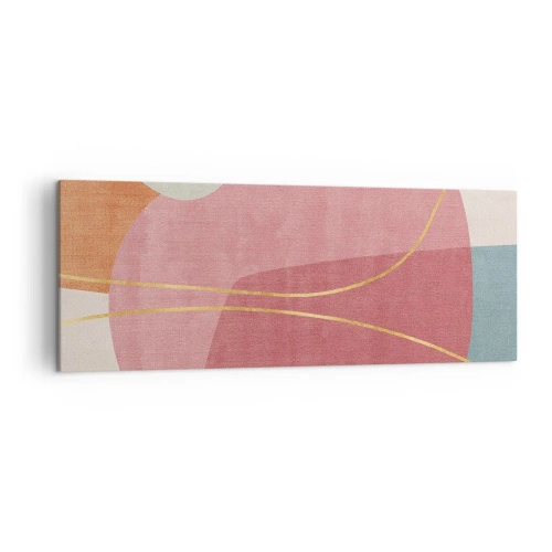 Lærredstryk - Billede på lærred - Pastelkomposition med guldtråd - 140x50 cm