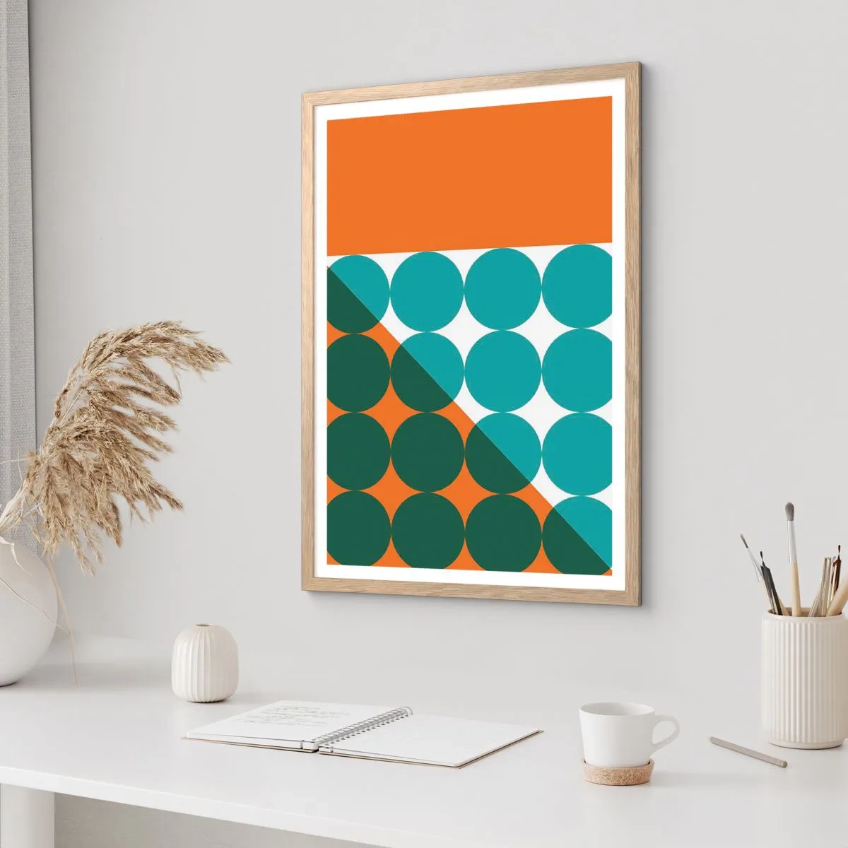 Plakat i ramme af lyst egetræ - Op og over - 70x100 cm
