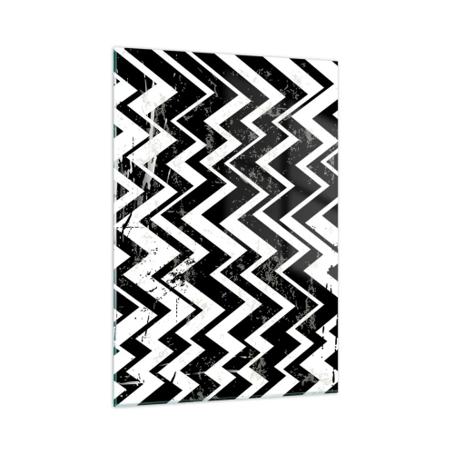 Billede på glas - Zig-hvid, zag-sort - 50x70 cm