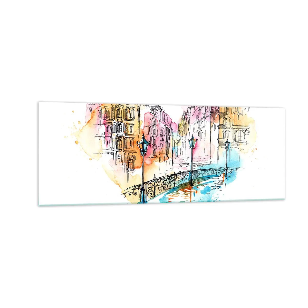 Billede på glas - Byens hjerte - 140x50 cm