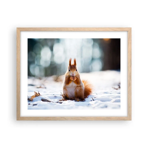 Plakat i ramme af lyst egetræ - Og hvad kigger du på? - 50x40 cm