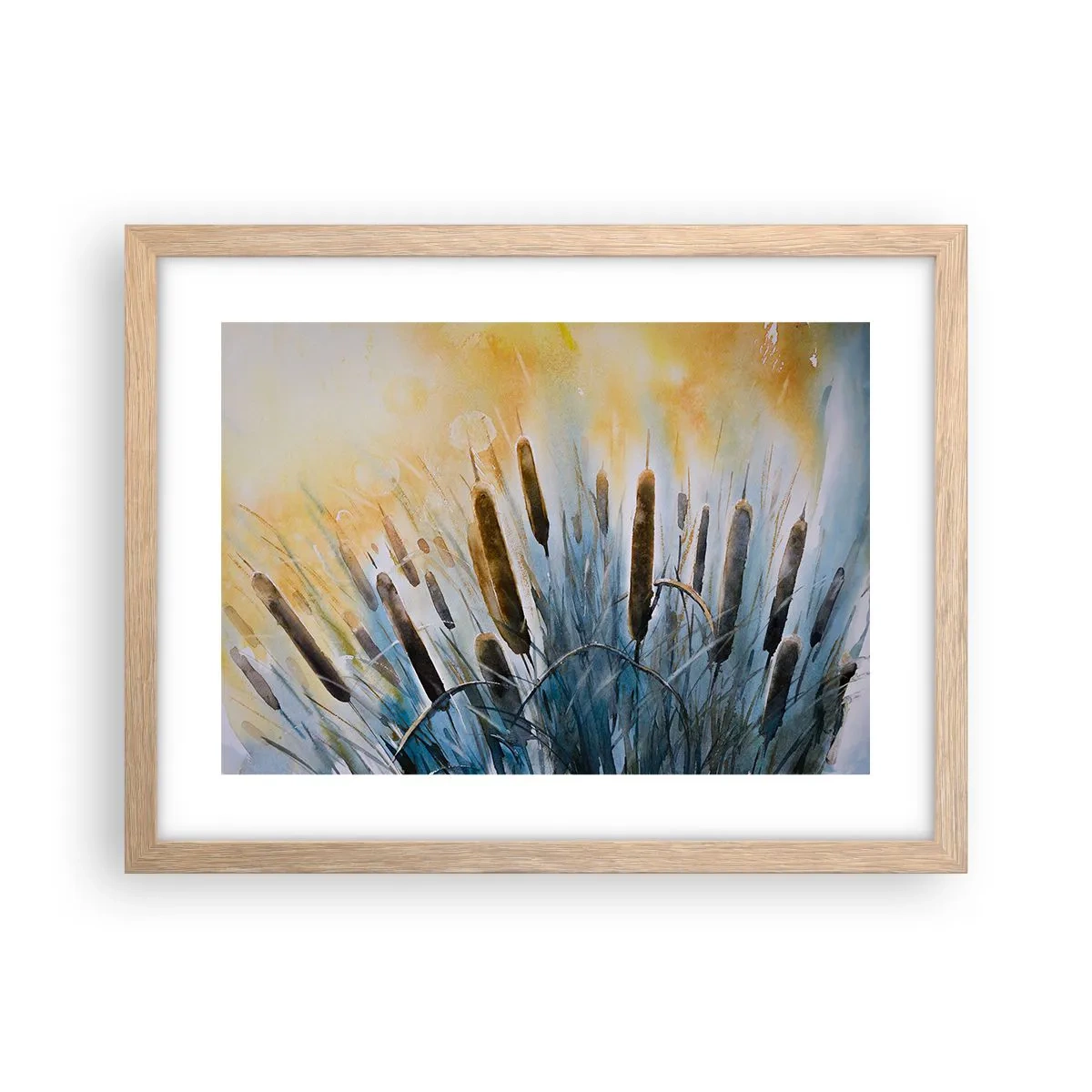 Plakat i ramme af lyst egetræ - Vandets kulde, solens varme - 40x30 cm