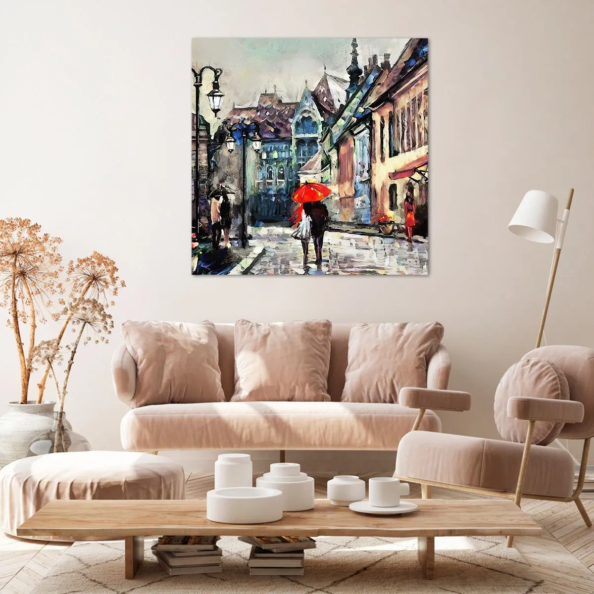 Lærredstryk - Billede på lærred - Regn til to - 60x60 cm