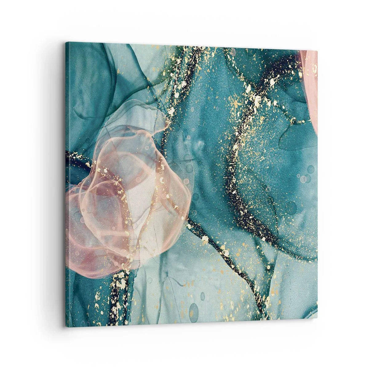 Lærredstryk - Billede på lærred - Silkeblå, tyl lyserød - 60x60 cm
