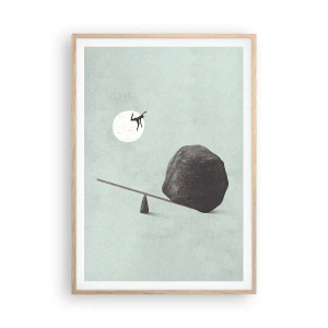 Plakat i ramme af lyst egetræ - En drøm går i opfyldelse - 70x100 cm