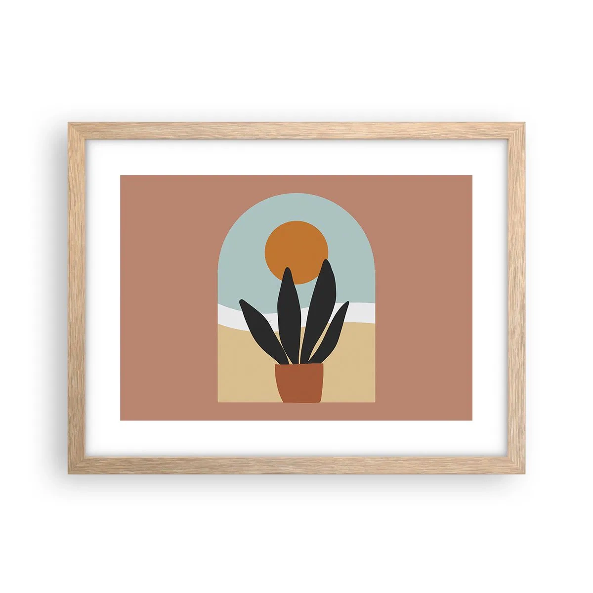 Plakat i ramme af lyst egetræ - Små glæder - 40x30 cm