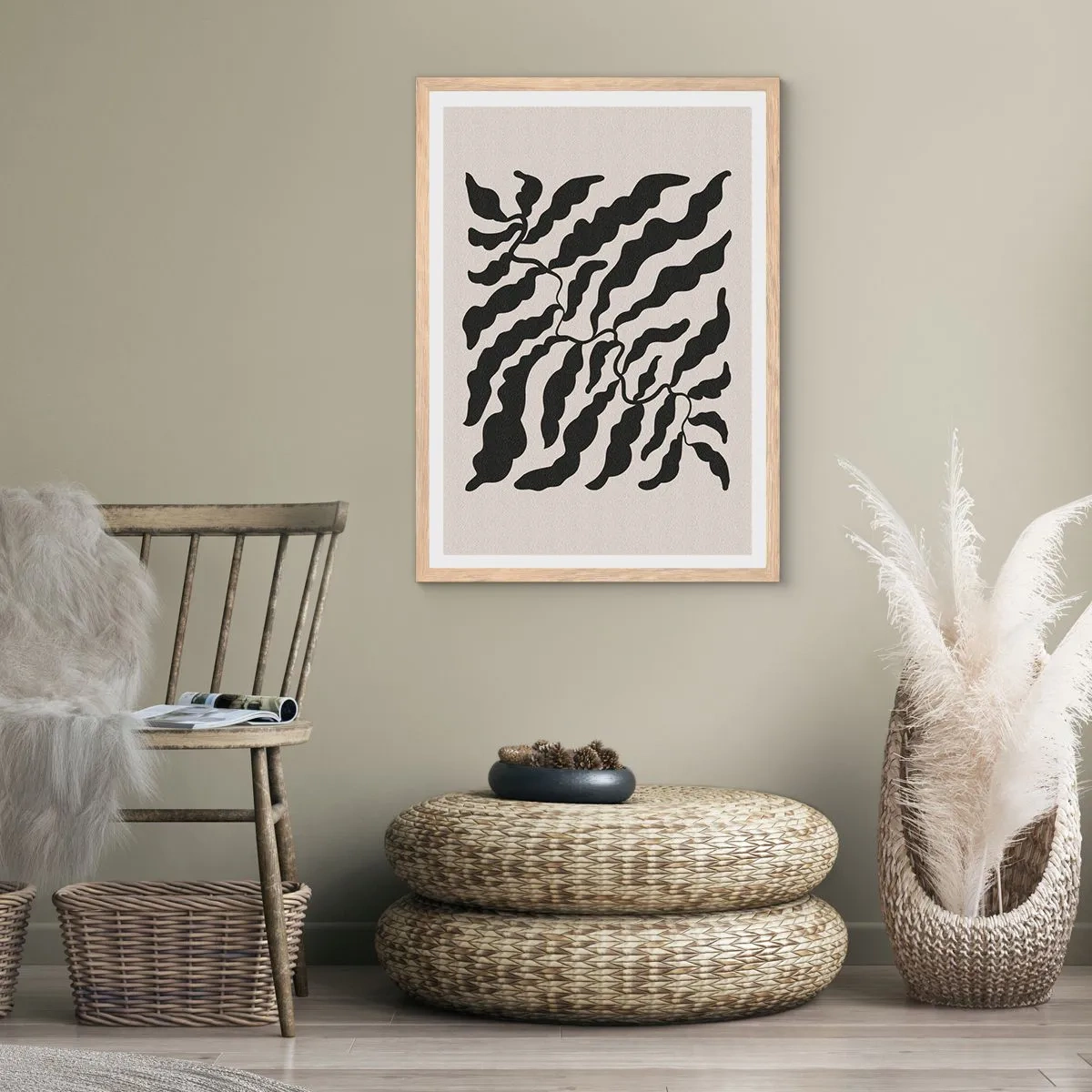 Plakat i ramme af lyst egetræ - En firkants natur - 70x100 cm