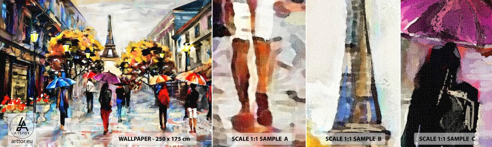 Prøve Fototapet Selvklæbende Deluxe Sticker - Særligt smuk om efteråret - By, Paris, Eiffeltårnet - 100x30 cm