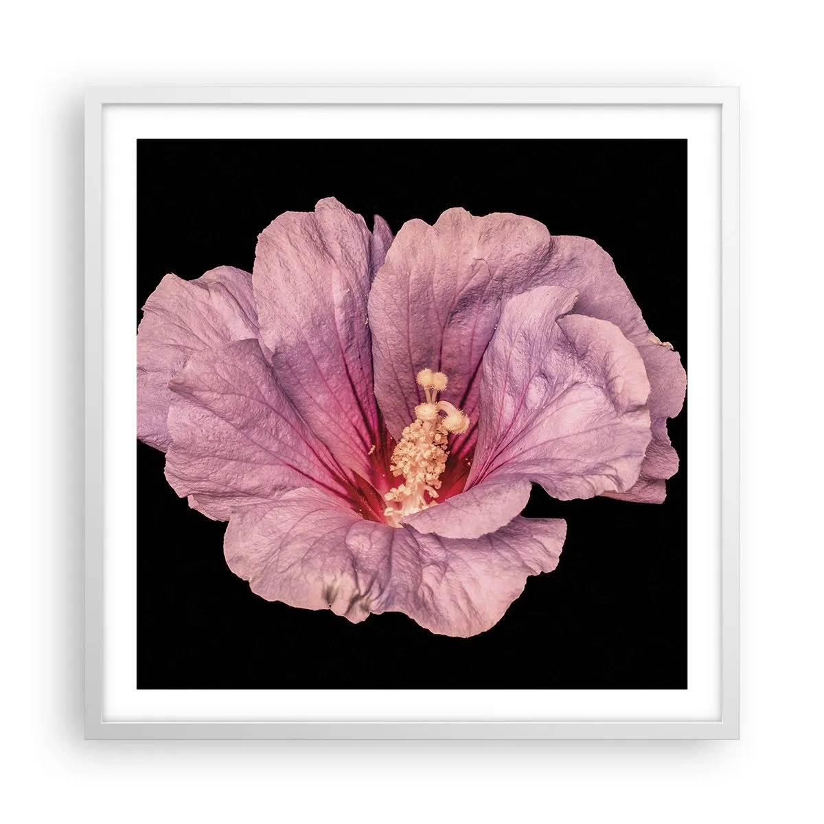 Plakat i hvid ramme - Lige i hjertet - 60x60 cm