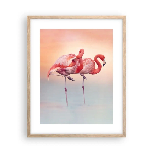 Plakat i ramme af lyst egetræ - I farven af den nedgående sol - 40x50 cm